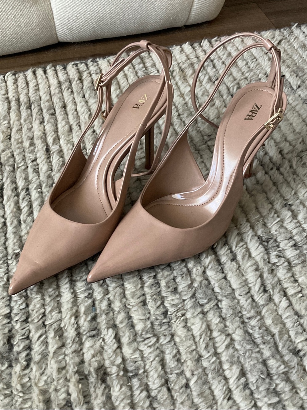 Zara Blush Pointed Toe Slingback Pumps